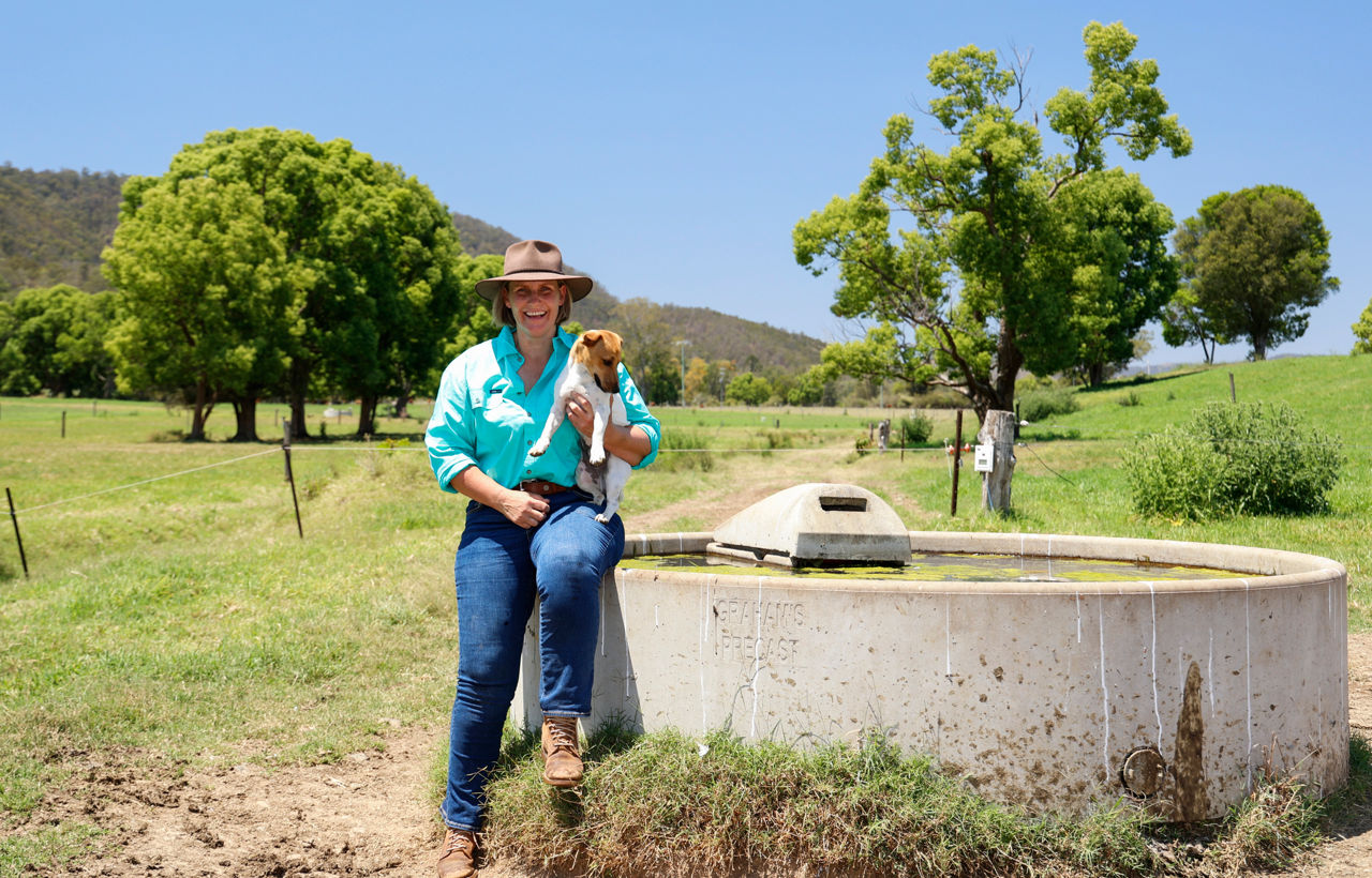 Dairy farmer Casey Walker on her QLD property