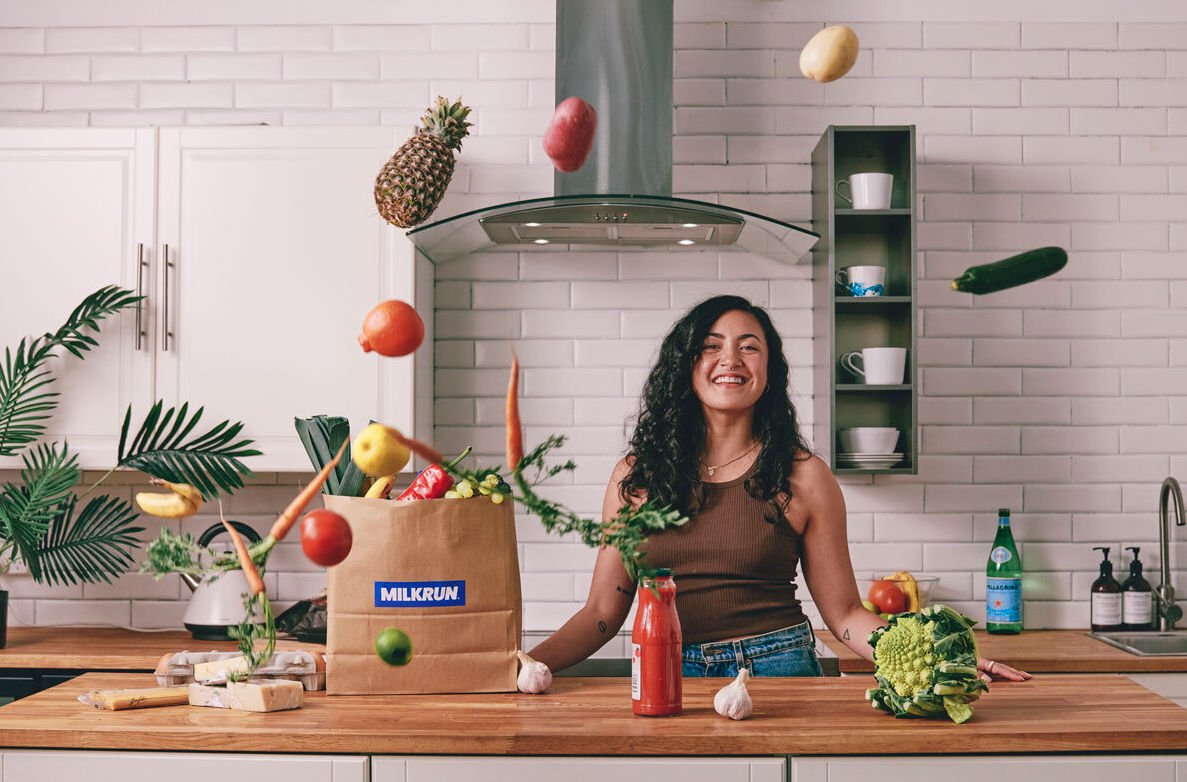 Groceries kitchen bench