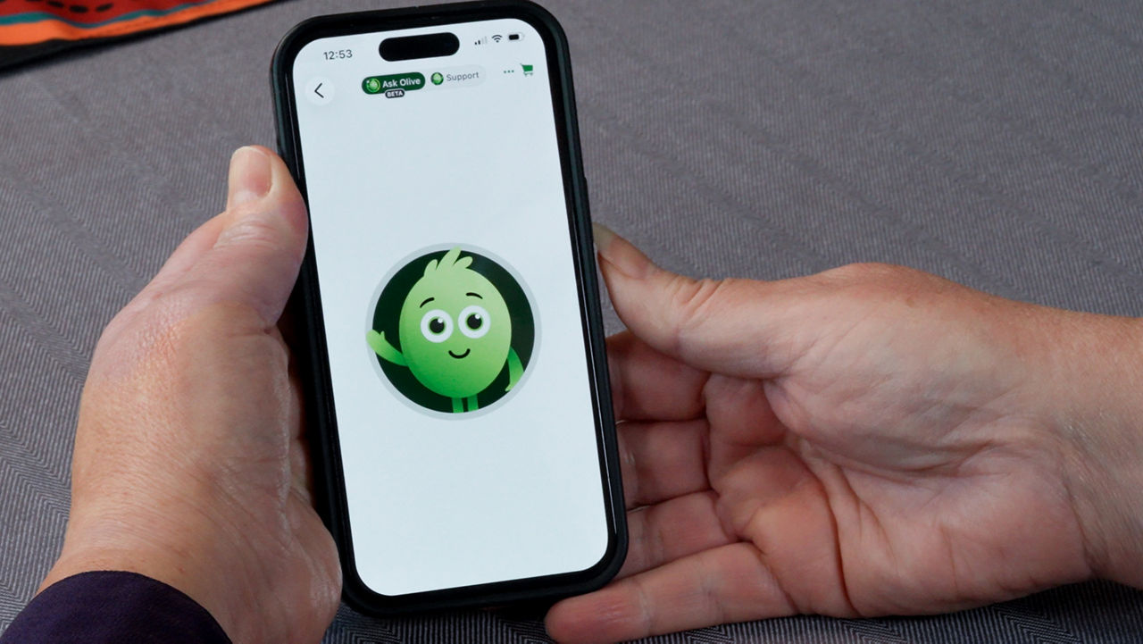 Smart phone with Olive app