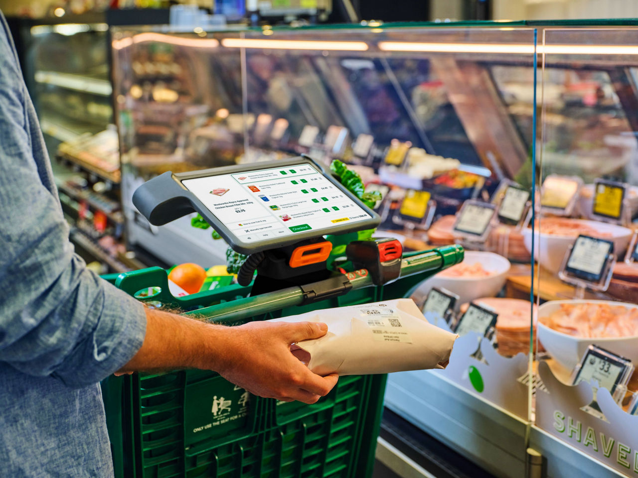 Selection of groceries on conveyor belt