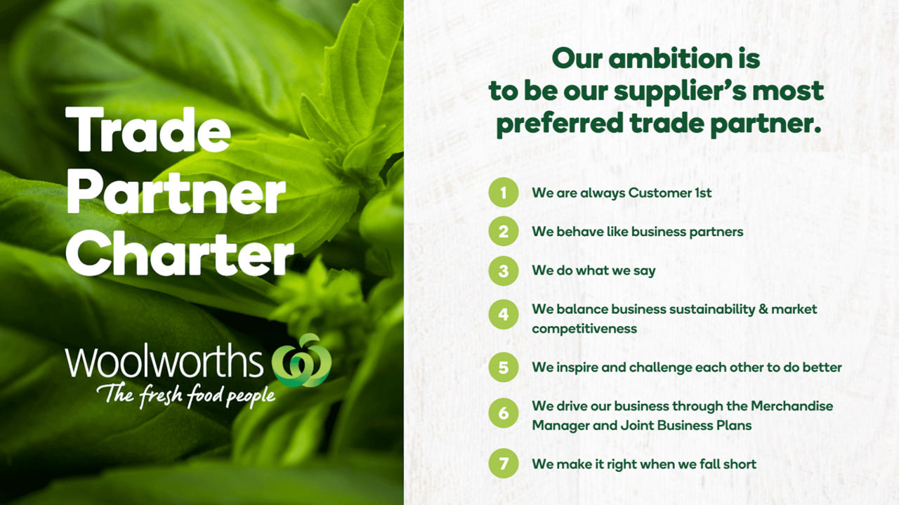 Woolworths Supermarkets Trade Partner Charter